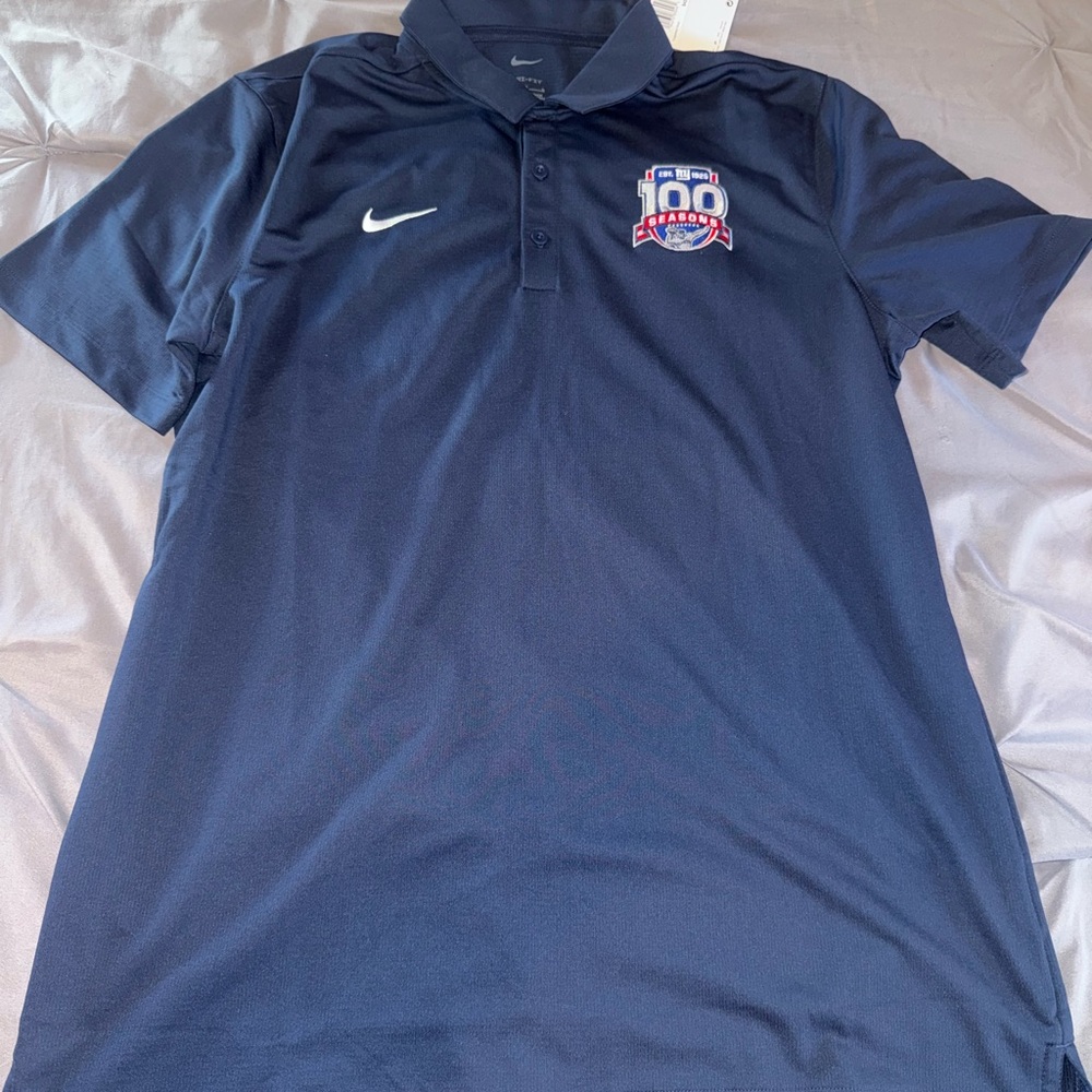 Nike Navy Blue Polo with 100 Seasons Embroidered Patch